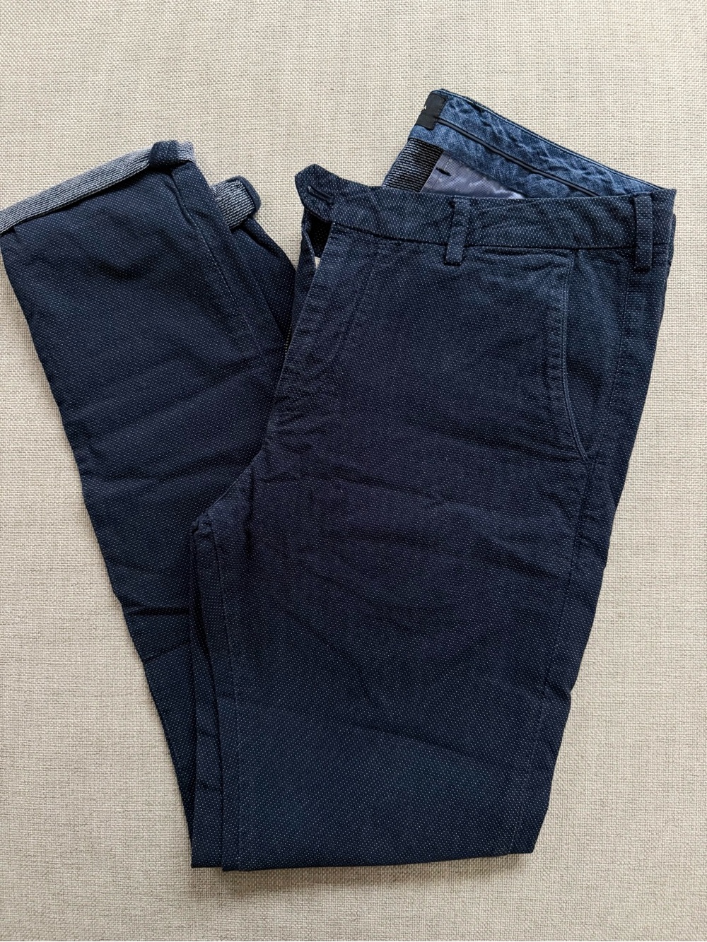 Scotch and Sofa Men's Mott Textures Chino Pants- Navy Microdot
